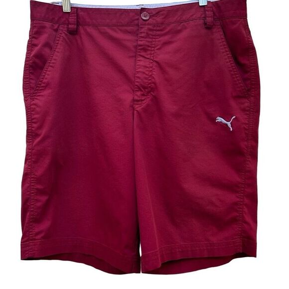 Puma Bermuda Chino Shorts Men's Size 36 Rust Flat Front Four Pocket - Picture 1 of 9